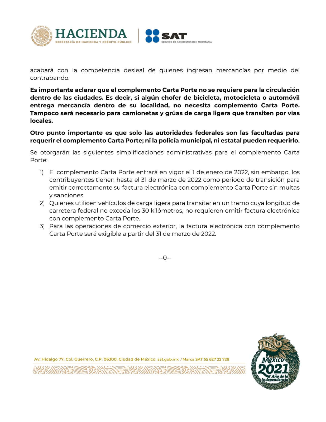 Regalo navideño, SAT concede periodo de transición de Complemento Carta ...