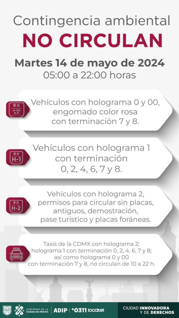 ¡Cuidado! Estos son los vehículos que no pueden circular hoy en la Ciudad de México y Área Metropolitana del Valle de México.