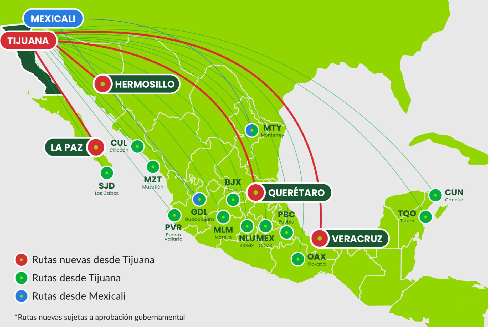 4 Nuevas Rutas De Viva Aerobús De Tijuana A Queretaro, Hermosillo, La ...
